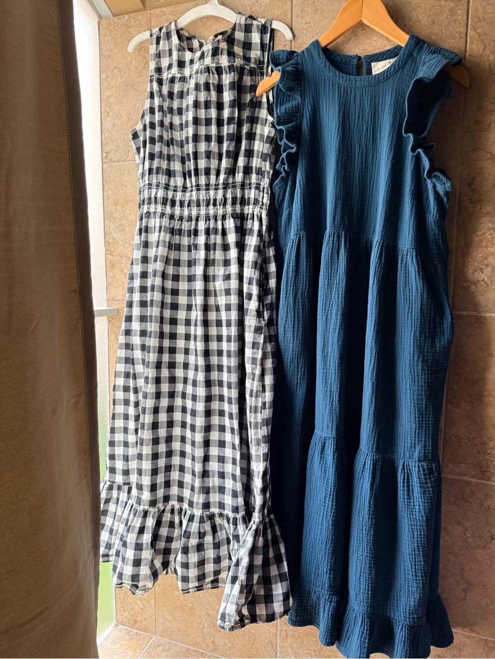 Target Sundresses Lot of Two Influencer Faves Cotton Pockets Teal & B/W Gingham